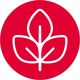 Icon eines roten Kreises mit der Kontur einer dreibl&auml;ttrigen Pflanze