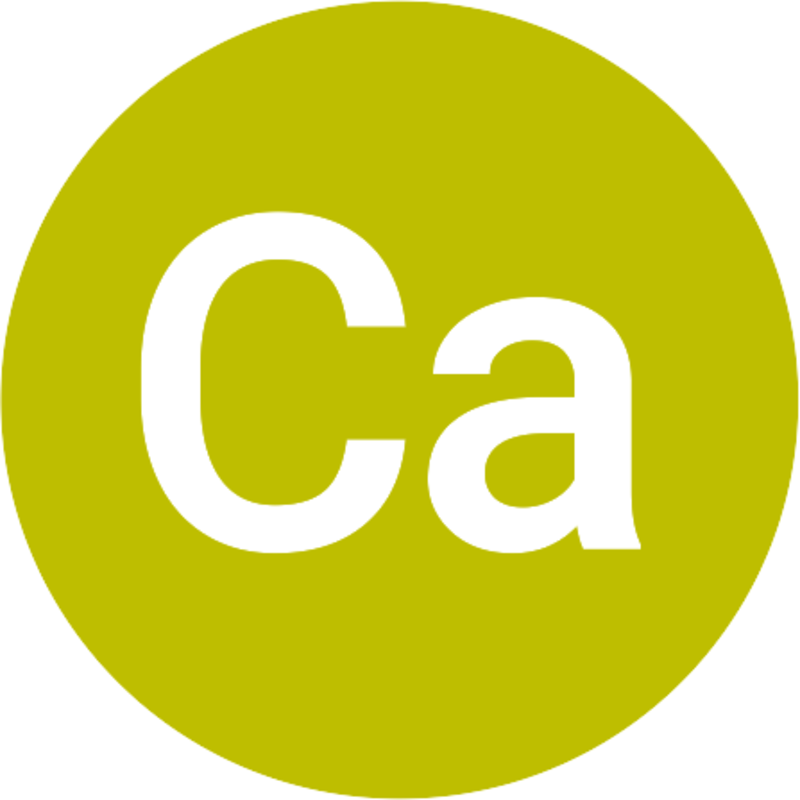 Hellgrüner Kreis mit dem periodischen Zeichen Ca für Calcium