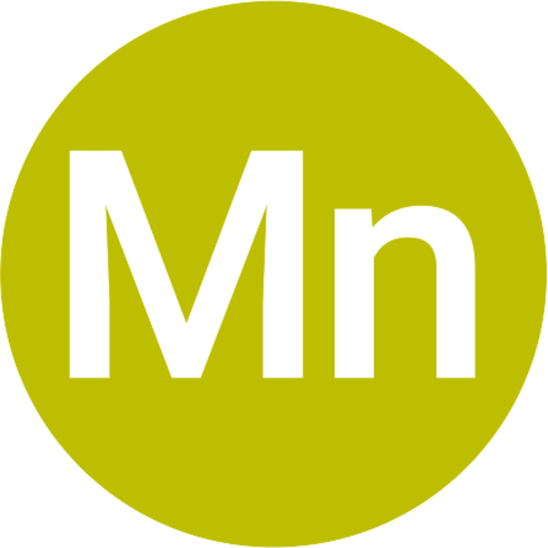 Hellgrüner Kreis mit dem periodischen Zeichen Mn für Mangan