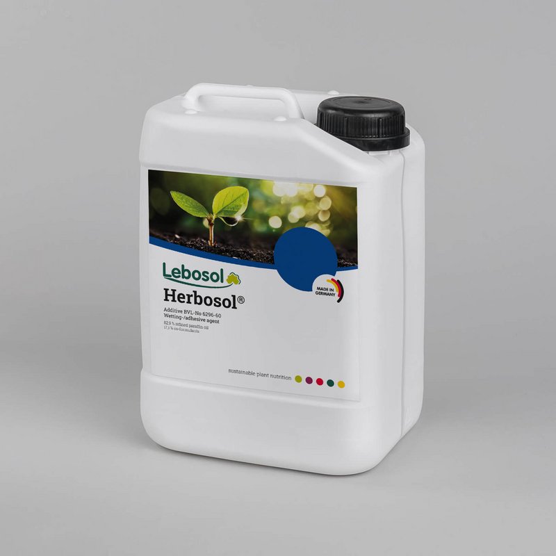 Picture of a white canister with a black lid and the label of our product Herbosol®
