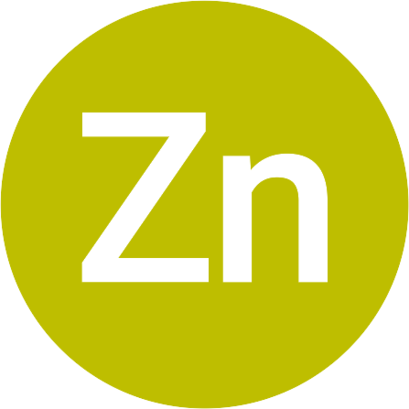 Hellgrüner Kreis mit dem periodischen Zeichen Z für Zink