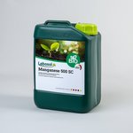 Picture of a darkgreen canister with a lightgreen lid and the label of our product Lebosol®-Mangan 500