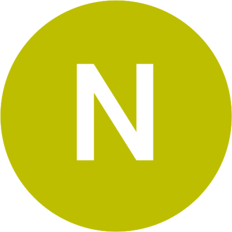 Hellgrüner Kreis mit dem periodischen Zeichen N für Stickstoff